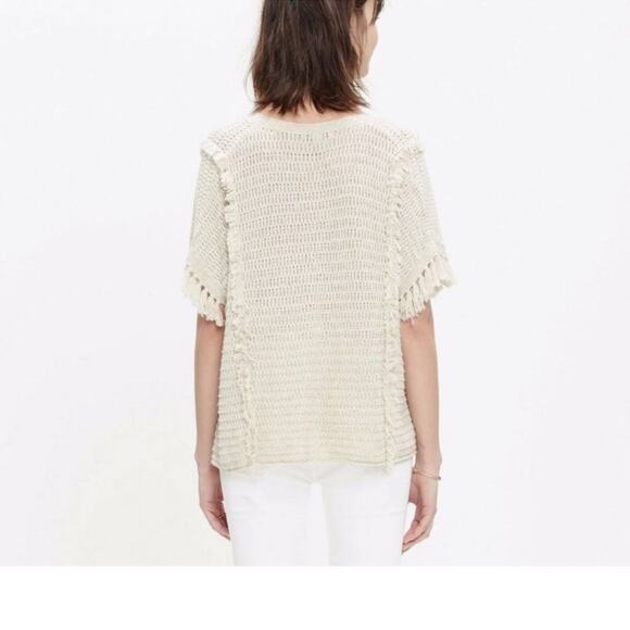 Madewell | Soft Boxy Knit Cream Fringe  Top Size S - Picture 3 of 7